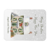 雪のクリスマスハウス マグネット (横)