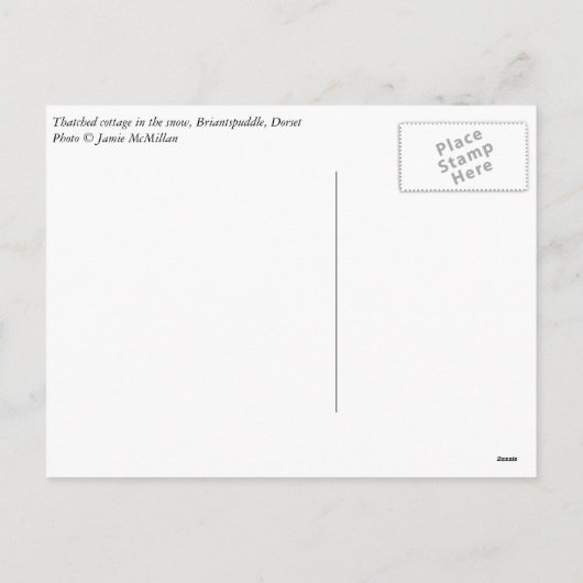 雪のクリスマスハガキの草葺き小屋 シーズンポストカード (裏面)