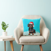 雪のクリスマスハットにダシュント犬 クッション (椅子)