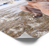 雪のクリスマスハットに座って可愛い大きなデーン犬 ポスター (角)