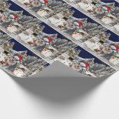 雪のクリスマスハットのミニチュアシュナウツァードッグ ラッピングペーパー (角)