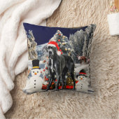 雪のクリスマスハットライトの偉大なダン犬 クッション (ブランケット)