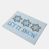 雪のクリスマスハヌカー冬の休日 ドアマット (アングル)