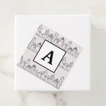 雪のクリスマスビレッジぬりえ