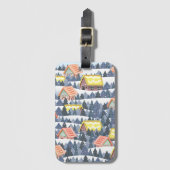 雪のクリスマスビレッジパターン ラゲッジタグ (正面縦)