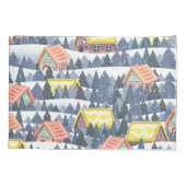 雪のクリスマスビレッジパターン 枕カバー (裏面)