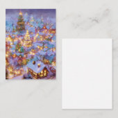 雪のクリスマスビレッジ予算ミニクリスマス ノートカード (正面/裏面)