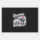 雪のクリスマスファミリーの休日をダッシング ラッピングペーパーシート (正面)