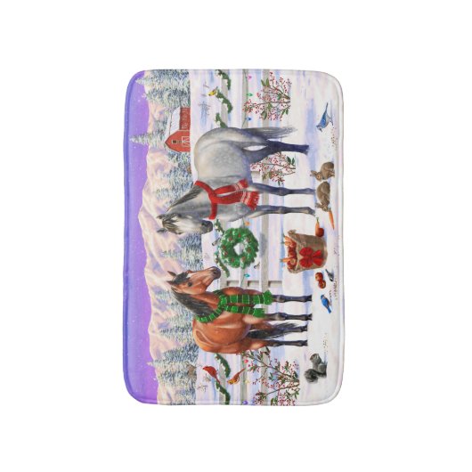 雪のクリスマスファームのベイ&ドリングリージョーズ バスマット (正面縦)