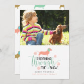 雪のクリスマスフォトカードを介してダックスシュント シーズンカード (正面/裏面)