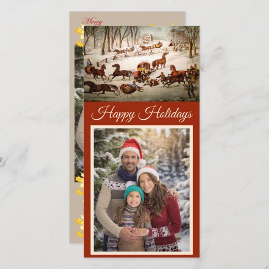 雪のクリスマスフォトカード シーズンカード (正面/裏面)