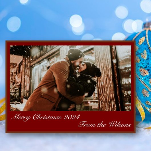 雪のクリスマスフォトホリデーカード サンキューカード