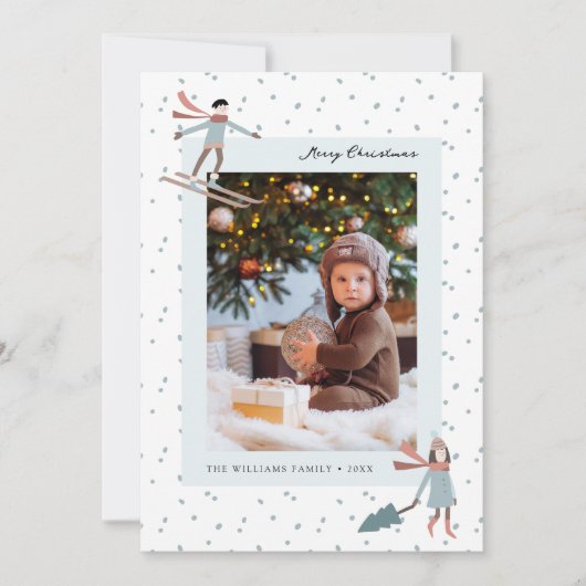 雪のクリスマスフォトホリデーカード シーズンカード (正面)