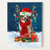 雪のクリスマスプレゼントにオーストラリアの羊飼い犬 プランナー手帳 (裏面)