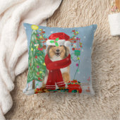 雪のクリスマスプレゼントにラフなコリー犬 クッション (ブランケット)
