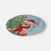 雪のクリスマスプレゼントにラフなコリー犬 ペーパープレート (アングル)