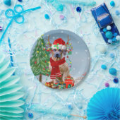 雪のクリスマスプレゼントにローデシアンのリッジバックドッグ ペーパープレート (パーティー)