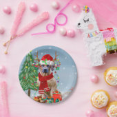 雪のクリスマスプレゼントにローデシアンのリッジバックドッグ ペーパープレート (パーティー)