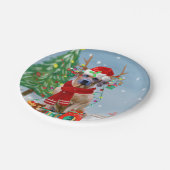 雪のクリスマスプレゼントにローデシアンのリッジバックドッグ ペーパープレート (アングル)