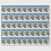 雪のクリスマスプレゼントにローデシアンのリッジバックドッグ ラッピングペーパー (フラット)