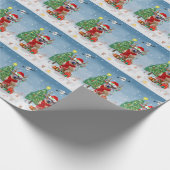 雪のクリスマスプレゼントにローデシアンのリッジバックドッグ ラッピングペーパー (角)