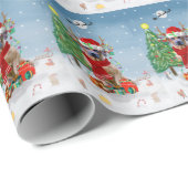 雪のクリスマスプレゼントにローデシアンのリッジバックドッグ ラッピングペーパー (ロールコーナー)