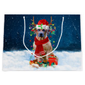 雪のクリスマスプレゼントにローデシアンのリッジバックドッグ ラージペーパーバッグ (正面)