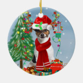 雪のクリスマスプレゼントに登場するジャック・ラッセル・テリア犬 セラミックオーナメント (裏面)