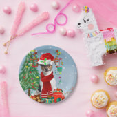 雪のクリスマスプレゼントに登場するジャック・ラッセル・テリア犬 ペーパープレート (パーティー)