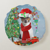 雪のクリスマスプレゼントに登場するジャック・ラッセル・テリア犬 ラウンドクッション (裏面)