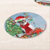 雪のクリスマスプレゼントに登場するジャック・ラッセル・テリア犬 ラウンドペーパーコースター (アングル)