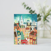 雪のクリスマスホールの例示的なロンドンの都市 シーズンポストカード (スタンド正面)