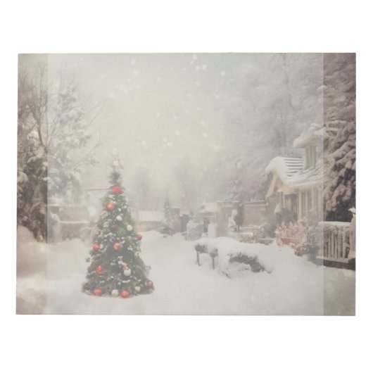 雪のクリスマスモーニングメモ帳 ノートパッド (正面)
