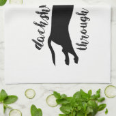 雪のクリスマス休暇を通じてダックスシュント キッチンタオル (折り畳み)