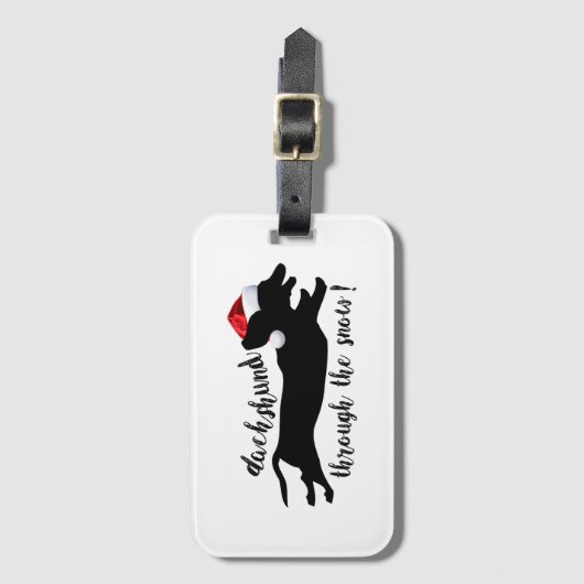 雪のクリスマス休暇を通じてダックスシュント ラゲッジタグ (正面縦)