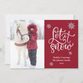 雪のクリスマス写真を撮る可愛いスノーフレーク シーズンカード (正面)