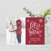 雪のクリスマス写真を撮る可愛いスノーフレーク シーズンカード (スタンド正面)