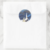 雪のクリスマス教会 アーメンステッカー ラウンドシール (バッグ)