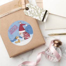 雪のクリスマス格言キツネバードシール ラウンドシール