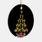 雪のクリスマス装飾のサクソフォンツリーハット セラミックオーナメント (右)