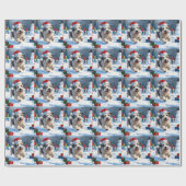 雪のクリスマス走ハットの古い英語シェプドッグの帽子 ラッピングペーパー (フラット)