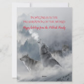 雪のクリスマス野生動物の中で荒野オオカミ シーズンカード (裏面)