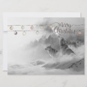 雪のクリスマス野生動物の中で荒野オオカミ シーズンカード (正面)