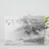 雪のクリスマス野生動物の中で荒野オオカミ シーズンカード (スタンド正面)