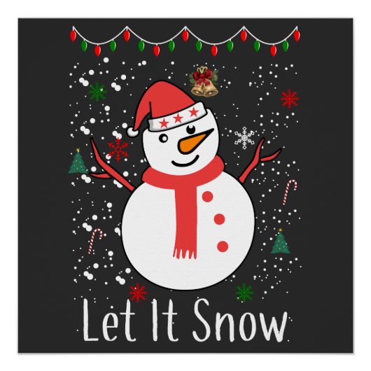 雪のクリスマス雪だるま ポスター (正面)