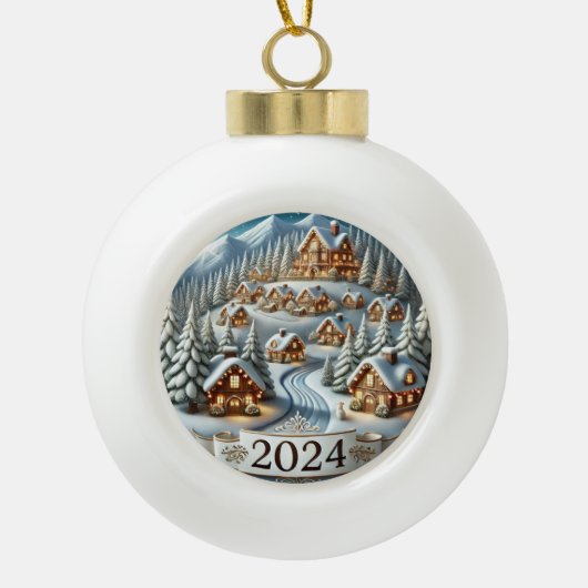 雪のクリスマス2024 セラミックボールオーナメント (正面)
