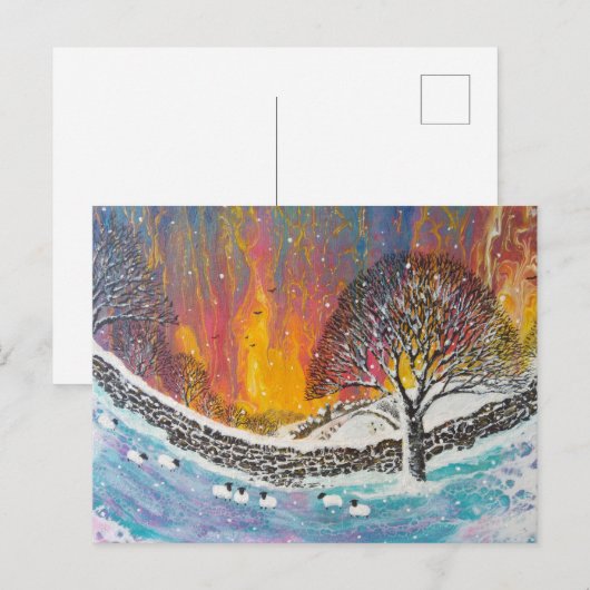 雪のクリスマス シーン ホリデー カード (正面/裏面)