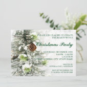 雪のクリスマス パーティーへの招待 - 松ぼっくり 招待状 (スタンド正面)