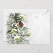 雪のクリスマス パーティーへの招待 - 松ぼっくり 招待状 (裏面)