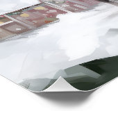 雪のクリスマス　ボストンテリア犬 ポスター (コーナー)